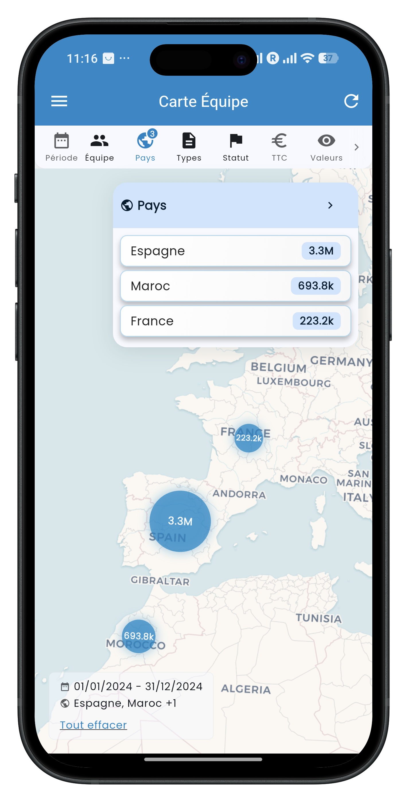 Capture APIMobiz - Carte des ventes Géo-BI