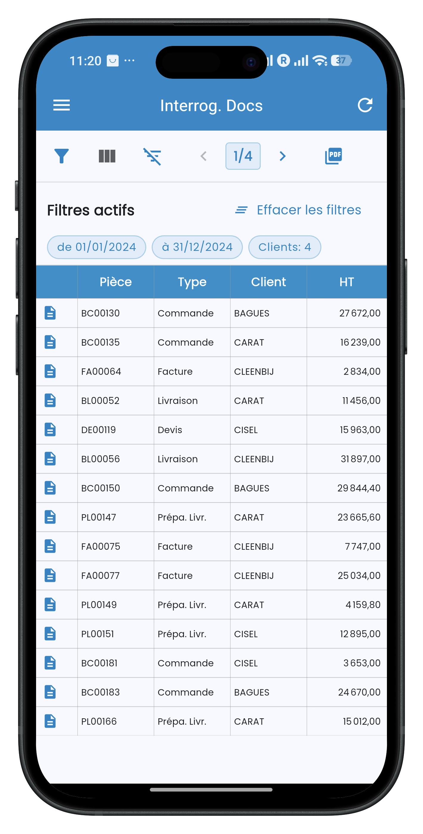 Capture APIMobiz - Interrogation documents et lignes